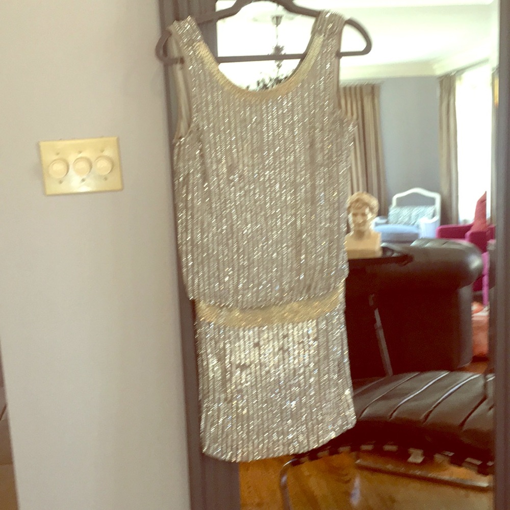 sequined Adrianna Papell cocktail party dress